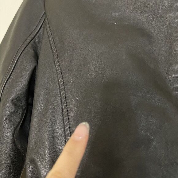 OAK Genuine Leather Black and silver metallic motorcycle riding zip up jacket S - Picture 8 of 8